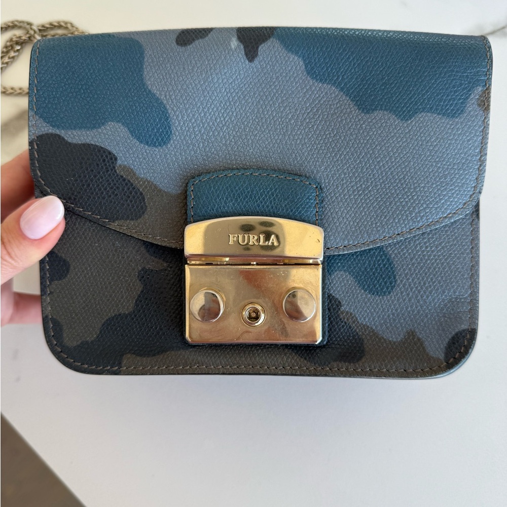 Furla Camouflage Crossbody Bag with Gold Accent